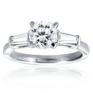 Massiver 925 Sterlingsilber rund & Baguette CZ Verlobungsring Hochzeit Versprechen - Bild 1 von 1