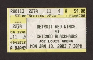 Brett Hull 698th CAREER GOAL HOF Red Wings Blackhawks 1/13/2003 Ticket Stub RARE - Picture 1 of 21