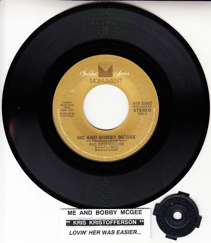 KRIS KRISTOFFERSON  Me And Bobby McGee 7" 45 rpm record + juke box strip NEW - Image 1 of 1