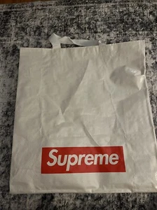 Supreme Box Logo In Store Reusable Shopping Tote Bag White Red Used - Picture 1 of 2