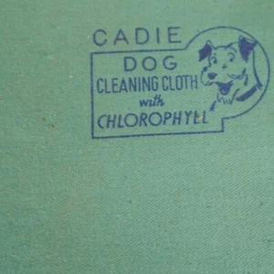 Vintage 1956 Cadie Hund Reinigungstuch mit Chlorophyll Katze Haustier Wunder Tuch Politur - Bild 1 von 3