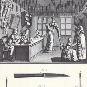 Plumassier Panachier -  Gravure ancienne - Réédition 1964 - Imagen 1 de 2