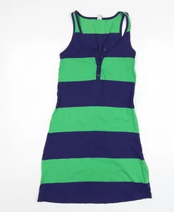 Old Navy Womens Blue Striped Cotton Tank Dress Size XS Scoop Neck Pullover - Picture 1 of 10