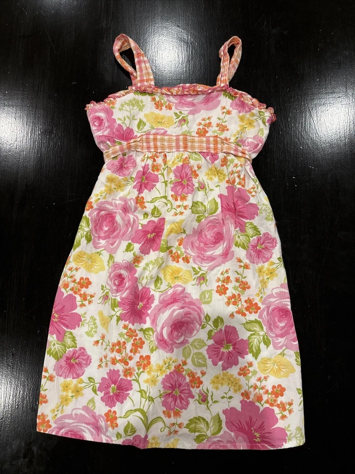 BABY LULU Sun Dress 5 Pink Yellow Green Orange Floral Beach - Image 1 of 4