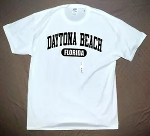 Daytona Beach Florida T-Shirt, Men's Size LARGE White All-Cotton Beach Tee NWT - Picture 1 of 3
