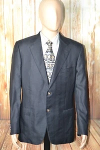 Ermenegildo Zegna Men Herringbone Wool Silk 2 Silver Metal Button Blazer Sz 42R - Picture 1 of 13