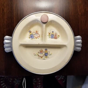 Plato de calentamiento de alimentos de porcelana dividida Excello de colección para bebé Hansel & Gretel EE. UU. - Imagen 1 de 10