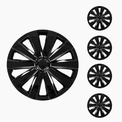16" Hubcaps 4 Piece Set for Full Wheel Cover Guard Black Fits Hyundai - Image 1 of 4