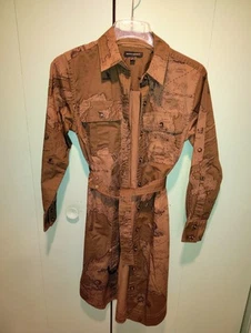 Vintage Banana Republic Safari Compass Map Button Shirt Dress Womens Size Small - Picture 1 of 8