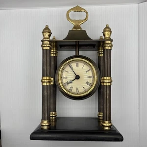 Bombay Company Brass & Wood Mantel Clock 11” Neoclassical Style Made in Indi - Picture 1 of 8