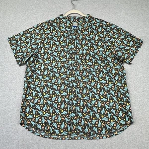 Camisa KAVU Para Hombres 2XL Negra Azul Patrón de Cactus Algodón Orgánico Abotonada Informal - Imagen 1 de 9