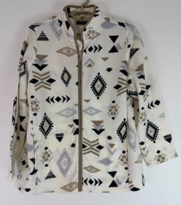 Susan Graver Weekend Elfenbein Southwestern Print Polarfleece Jacke Full Zip Gr. L - Bild 1 von 7