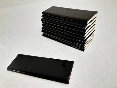 Black 2x6 in Ceramic Tile Bullnose Trim Edge 2 x 6 inch Box 10 Piece - Image 1 of 4