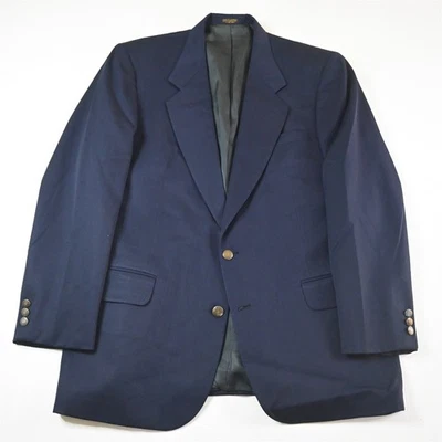 Chaqueta Blazer Abrigo Deportivo Oscar de la Renta 44L Azul Marino 100% Lana Botón Dorado Foto 1 de 4