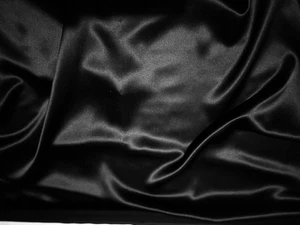 Silk Charmeuse satin ~19mm, Black, 100% Silk, 44" W, By the Yard (TS-7150Z) - Picture 1 of 3