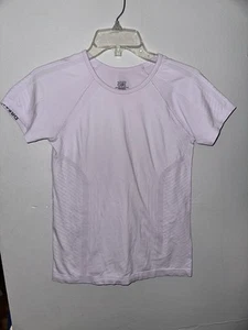 Athleta Girl Y Size XL 14 Baby Pink Power Up Seamless Sport Length Tee Top Nylon - Picture 1 of 4