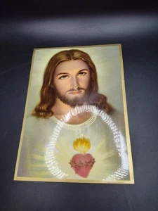 Vintage Jesus Christus Lithographie Bild 1960er Jahre - Herz-Jesu-Kloster 8" x 6" - Bild 1 von 7