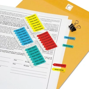 Redi-Tag Mini Arrow Page Flags "Sign Here" Blue/Mint/Red/Yellow 126 Flags/Pack - Picture 1 of 4
