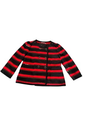 CHAQUETA MUJER MARC BY MARC JACOBS CIERRE A PRESIÓN ROJA NEGRA RAYAS TALLA GRANDE Foto 1 de 4