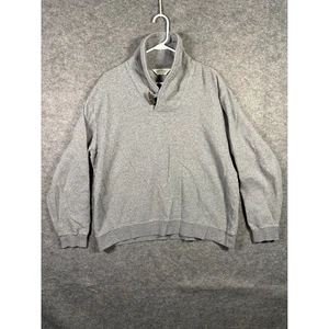 Orvis Men's Gray Quarter Button Mock Neck Long Sleeve Pullover Sweater - Picture 1 of 5