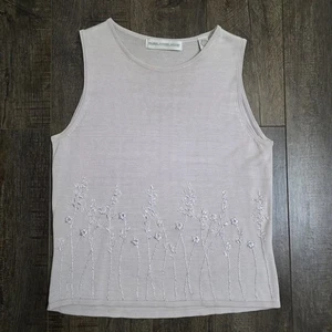 Valerie Stevens Seiden-Tanktop Damen Petite Medium PM ärmellose geblümte Bluse - Bild 1 von 8