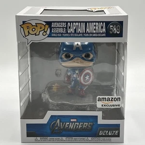 Funko Pop Avengers Assemble: CAPTAIN AMERICA #589 Deluxe Marvel AMAZON EXCLUSIVE - Picture 1 of 5