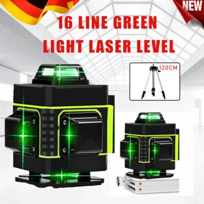 16 Line Laser Level Wasserwaage 360° Kreuzlinienlaser Selbstnivellierend &Stativ - Bild 1 von 4