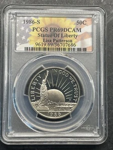PGGS 1986 PR69 Las Vegas Strong Liberty Half Dollar Flag Sunflower Pedigreed - Picture 1 of 4