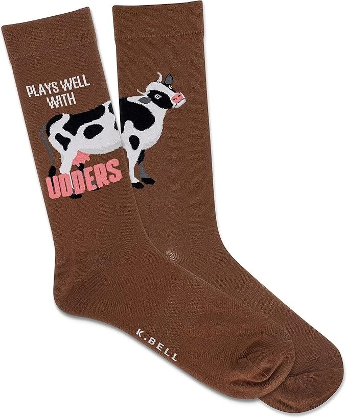 K. Bell Men's Plays Well With Utters Crew Socks 1 Pair, Brown, Men's 10-13 - Image 1 of 1