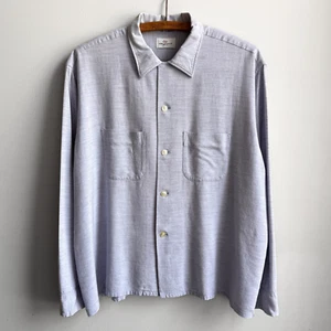 Camisa Rockabilly Vintage Años 50 Van Heusen Gris Claro Rayón Cuello Lazo Para Hombres XL - Imagen 1 de 6