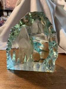 Kosta Sweden Ice Sculpture Signed V.Lindstrand  Deer Drinking 5” Tall 4 1/2” Wid - Picture 1 of 6