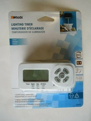 Temporizador digital interior Woods 50043WD 125 voltios blanco Foto 1 de 2