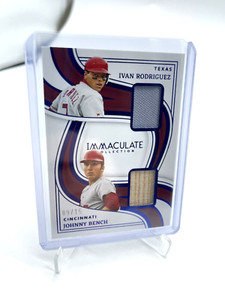 2023 Immaculate Johnny Bench Ivan Rodriguez Mem /15 BAT