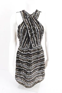 Zara Womens Wrap Sequin Dress Mini Medium Black Gold Party Cocktail 7788/301 NWT - Picture 1 of 7