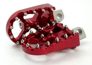 Flo Moto Red Aluminum Motorcycle MX Platform Foot Pegs Pair Set Harley Custom - Picture 1 of 4