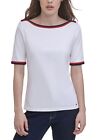 Tommy Hilfiger Cotton Red White &amp; Blue Boat Neck Top