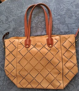 Louenhide Vegan Leather Handbag Camel w/Inside Zippered Pocket - Picture 1 of 3