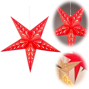 XL Leuchtstern Papierstern Ø40-60cm Rot Karton Qualität 10/20 LED Batterie Timer - Bild 1 von 8