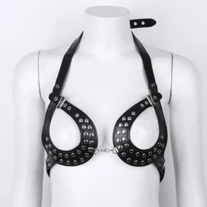 Damen Leder Body Neckholder BH Kette Harness Bra Brüste Gürtel Verstellbare Sexy - Picture 1 of 7
