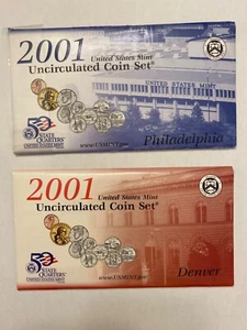 2001 U.S. Mint P & D Uncirculated coin set, w/ State Quarters - Picture 1 of 3