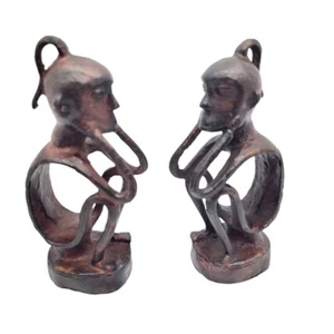 2 Handcrafted Vintage Bronze 5" African Sculptures - Picture 1 of 6