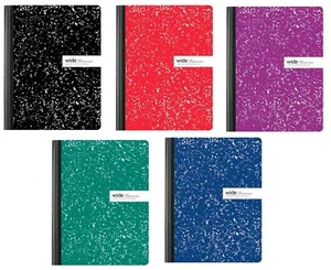 Marble School Work Composition Book 9.75" Wide Ruled Black Red Green Blue Purple - Picture 1 of 17