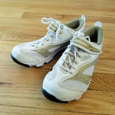 Zapato de ciclismo interior dorado blanco para mujer SHIMANO SH-WF23 EE. UU. 5,5 / UE 37 Foto 1 de 4