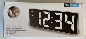 Big Digital LED Clock - GH0712L - NEW High Low Brightness Silent Button - Picture 1 of 2