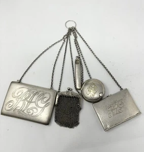 Large Antique Silver Chatelaine Five Tools Fun Surprises - Picture 1 of 24