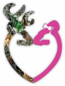 Camo Buck and Pink Doe with the bow sticker decal 4" x 5" - Bild 1 von 1