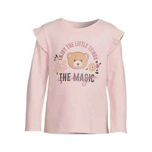 Garanimals T-Shirt Toddler Girl Size 4T Pink Long Sleeve Pullover Cotton Blend - Picture 1 of 4