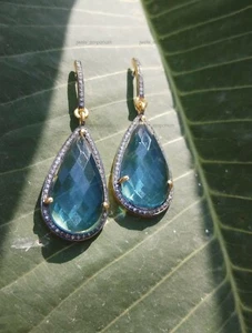 Pendientes de boda colgantes/gota de amatista pera natural de plata de ley 925 - Imagen 1 de 11