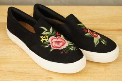 Nuevo sin etiquetas Zapatos Big Buddha Talla 11 para mujer sin cordones negros florales bordados rosas Foto 1 de 4