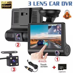 HD 1080P 4 in Dash Cam Dual Lens Car Recorder Camera DVR Rearview Video G-Sensor - Picture 1 of 26